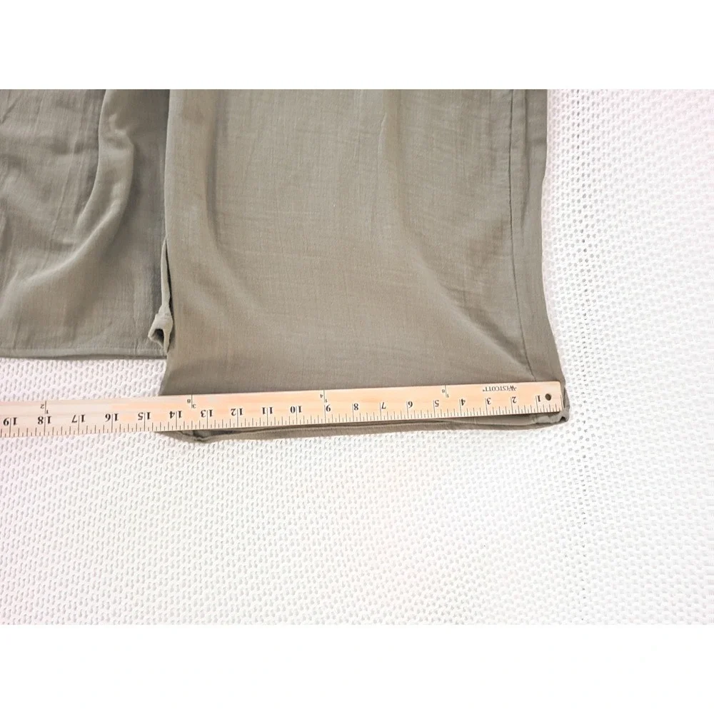 NOFLICK NWT Olive 100% Cotton‎ Wide Leg Smocked Waist Relaxed Flowy Pants M